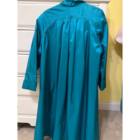 Vintage 80s Jewel Teal Trench Coat Rain Jacket Women's Size 6 Ashton Cove Rare - Picture 4 of 6